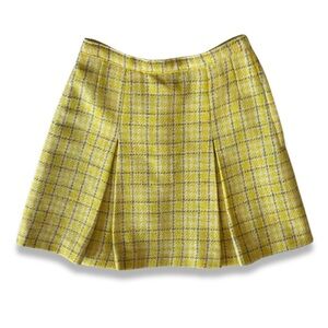Vintage Handmade Yellow Plaid Pleated Woolen Skirt Size 2/4 Preppy Cher Horowitz